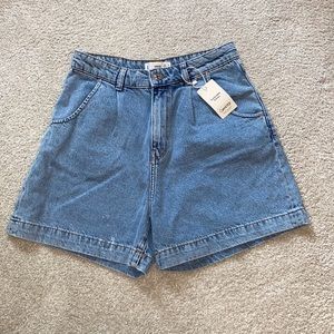 Mango slouchy denim shorts in light blue